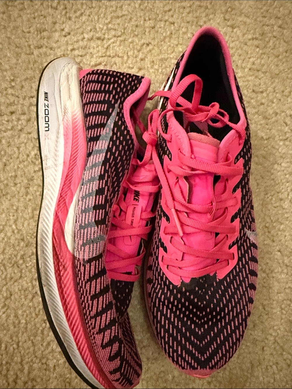 Nike Women's Hot Pink and Black Zoom Running Shoes